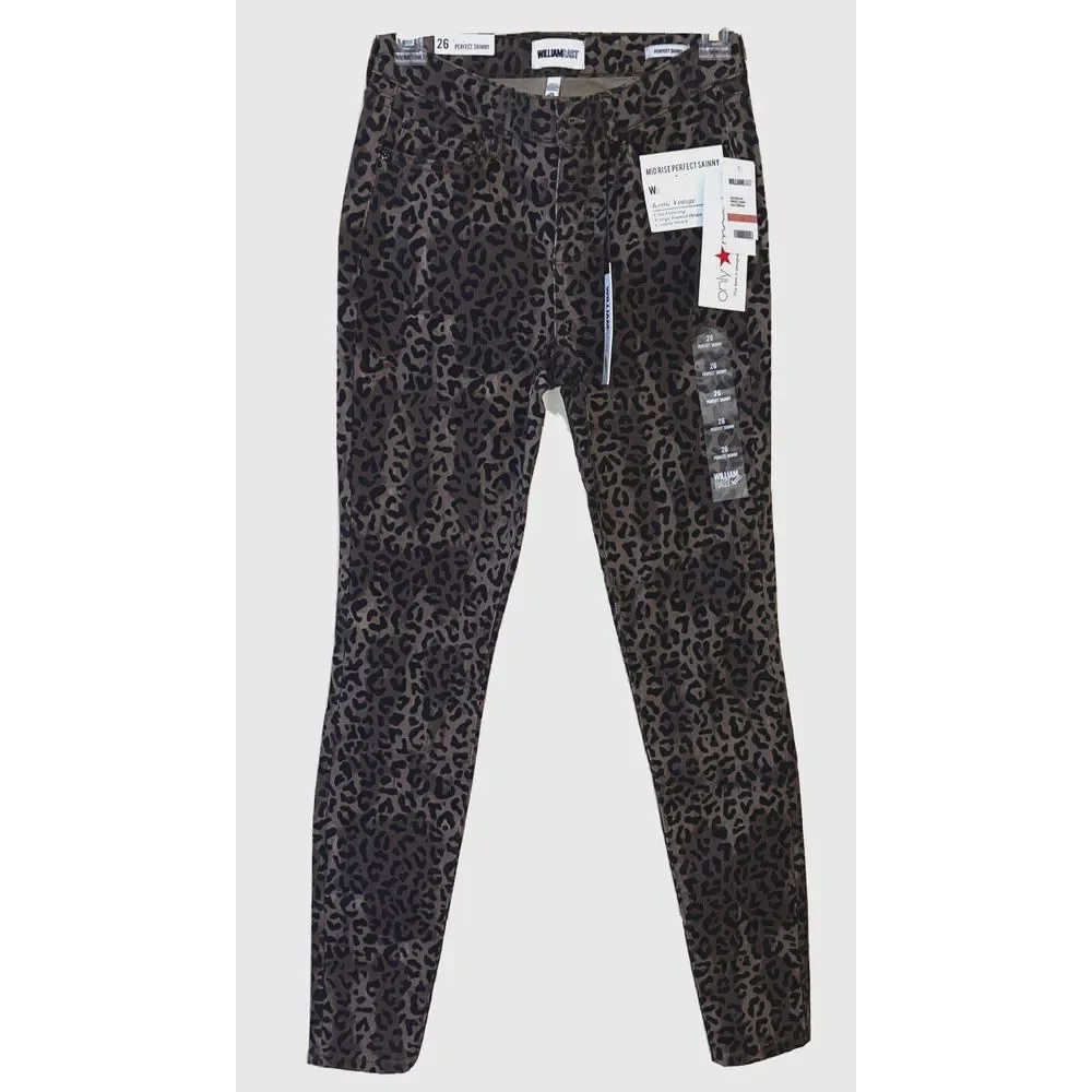 NEW WILLIAM RAST Women's Size 26 Perfect Skinny Iconic‎ Wild Cheetah Print Jeans